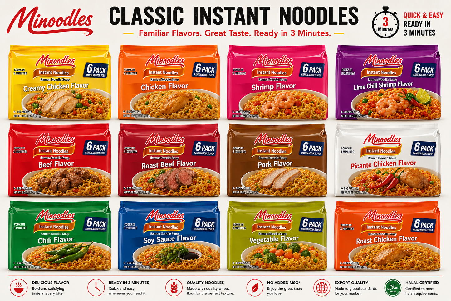 Minoodles Classic Instant Noodles – 85 g Bag