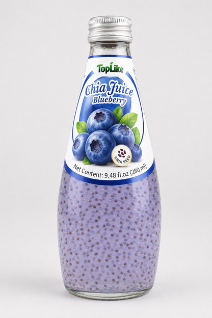 Toplike Chia Seed Drink – 290 ml Glass Bottle