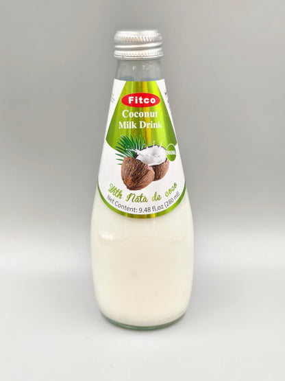 Fitco Coconut Milk Drink with Nata de Coco – 290 ml/9.8 Fl Oz Glass Bottle